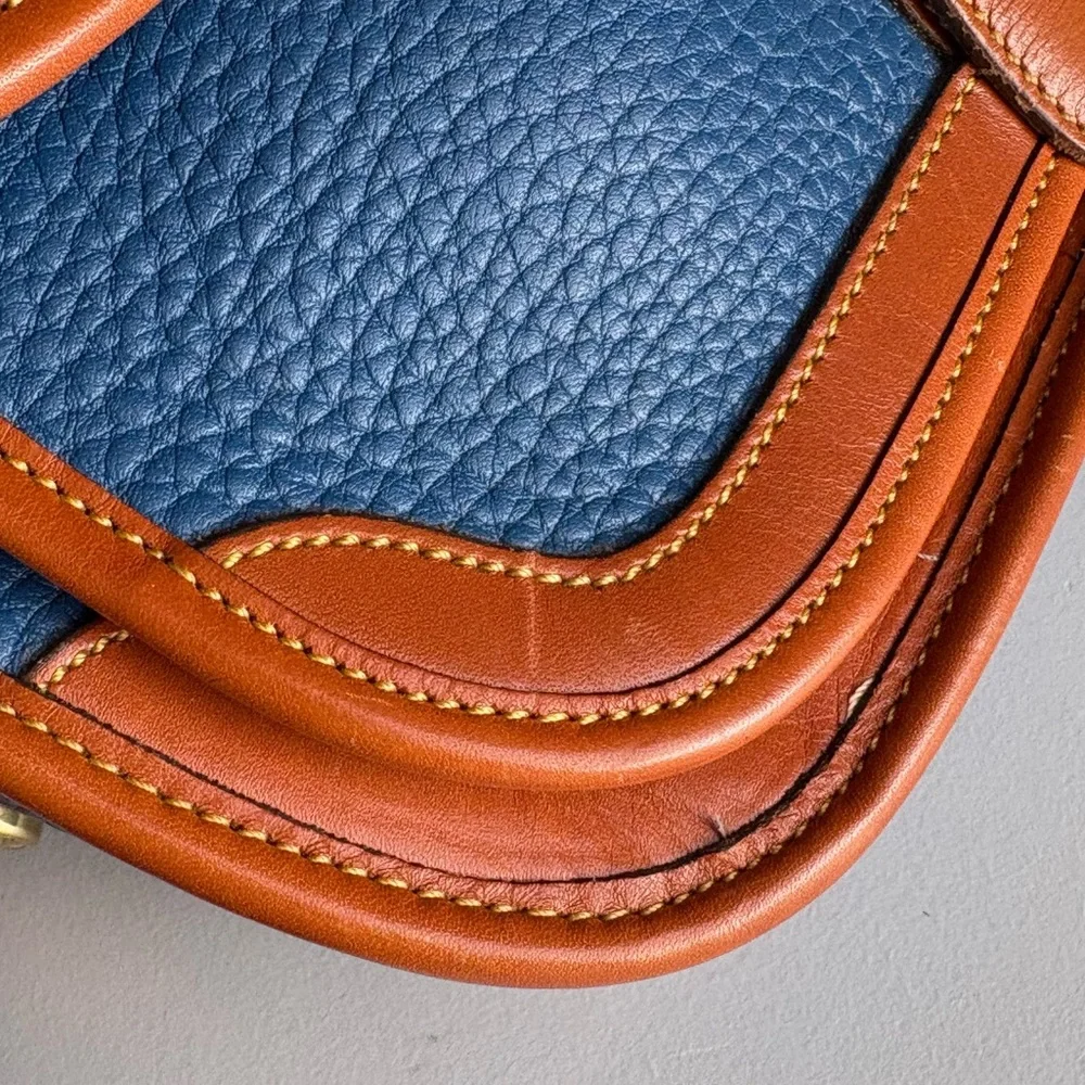 Dooney and Bourke awl French Blue Leather Surrey Messenger Carrier Crossbody Bag - Picture 8 of 16